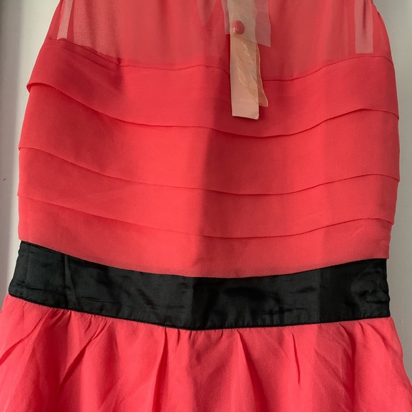NWT Lipsy London Coral Color Chiffon Dress - Picture 7 of 8